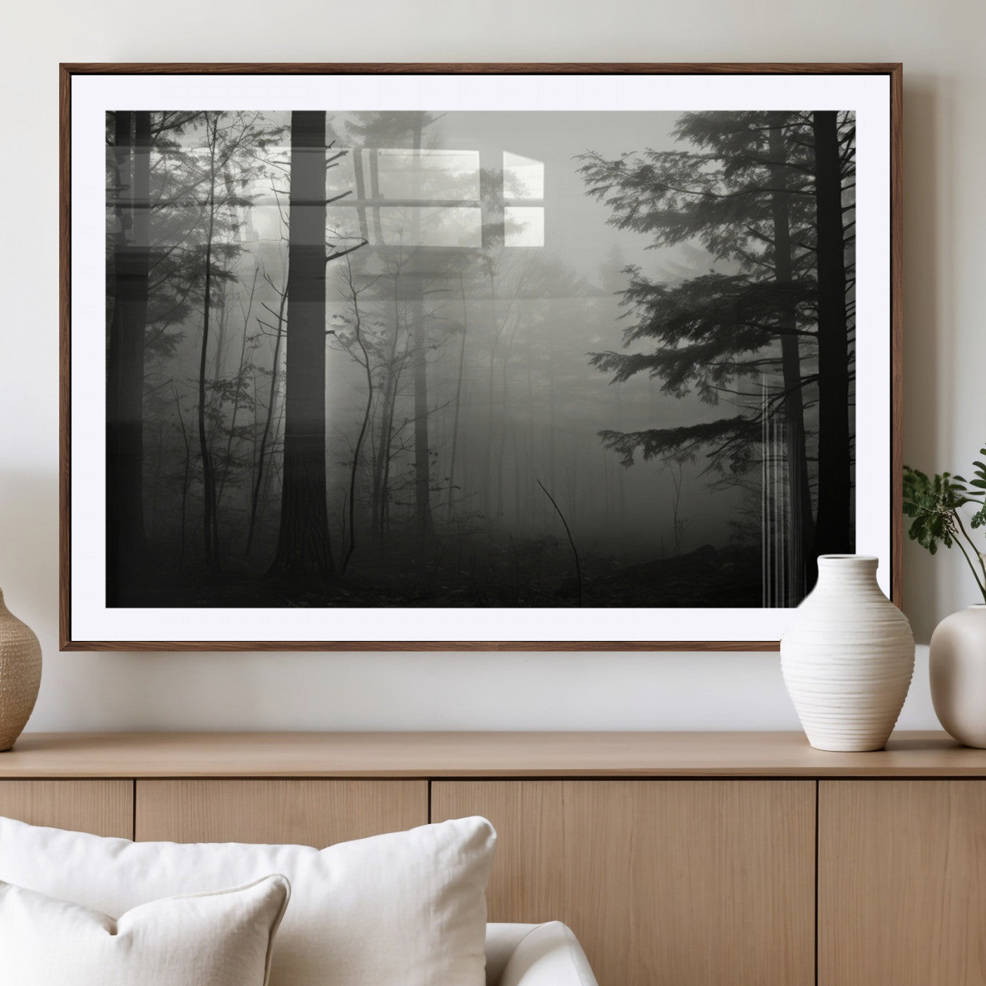 -Misty Forest Wall Art Premium Canvas Print a Foggy and Serene Atmosphere - Nature Wall Art