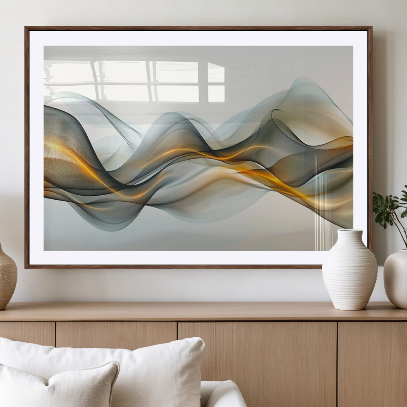 ES1001-MGV-CV-36X24-Abstract Wave Canvas Wall Art – Fluid Contemporary Elegance in Motion – Ready to Hang