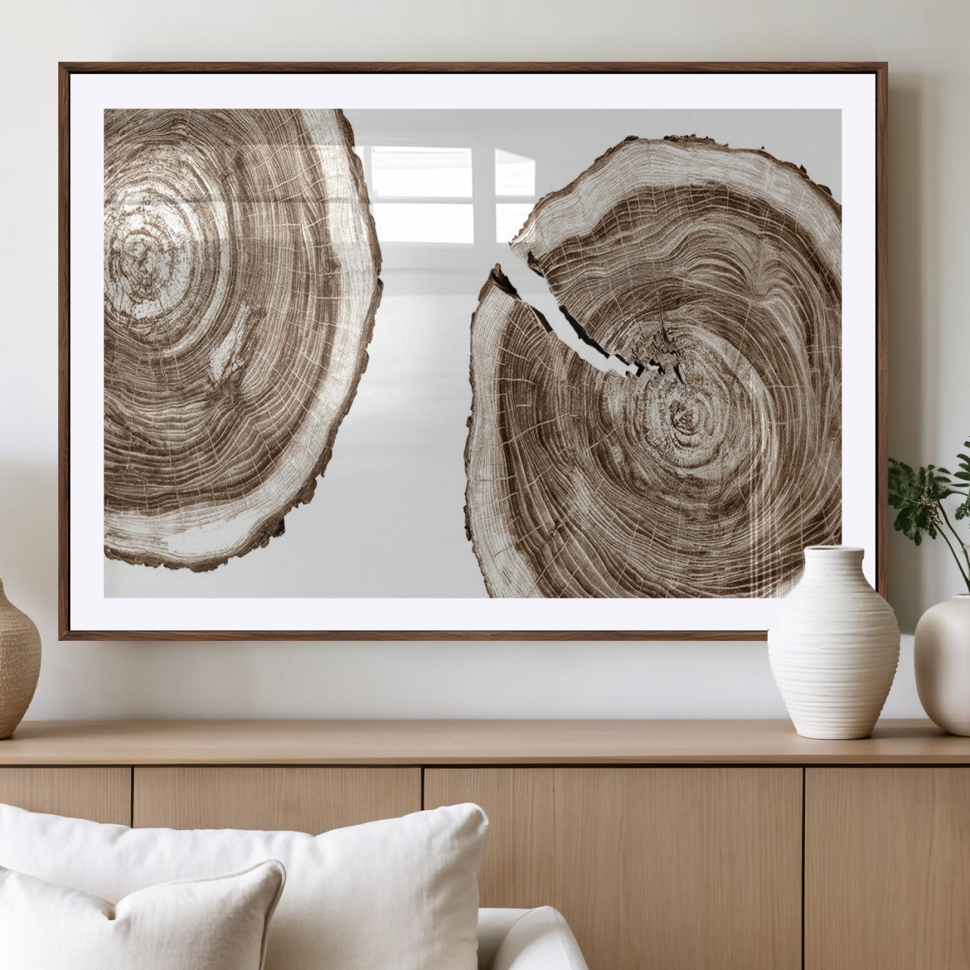 43743-MGV-CV-36X24-Wood Tree Ring Wall Art Canvas Prints, Tree Rings – Minimalist Black and White Wood Art | Triptych