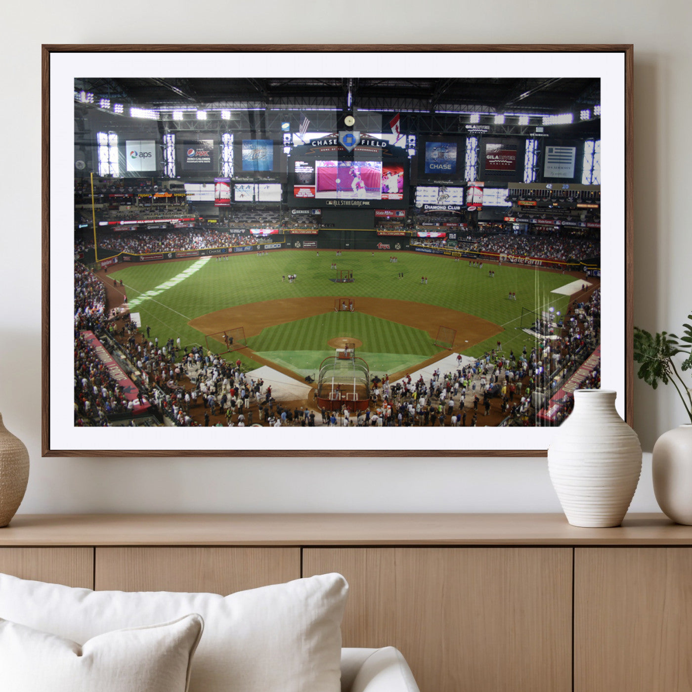 91630-MGV-CV-36X24-Arizona Diamondbacks Baseball Team Print - Phoenix Chase Field Baseball Stadium Wall Art Canvas