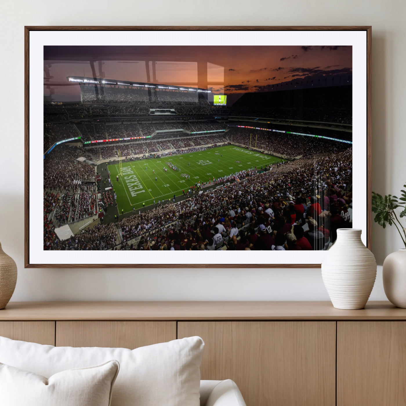 45603-MGV-CV-36X24-Texas A&M Aggies Football Team Print - College Station Kyle Field Stadium Wall Art Canvas Print