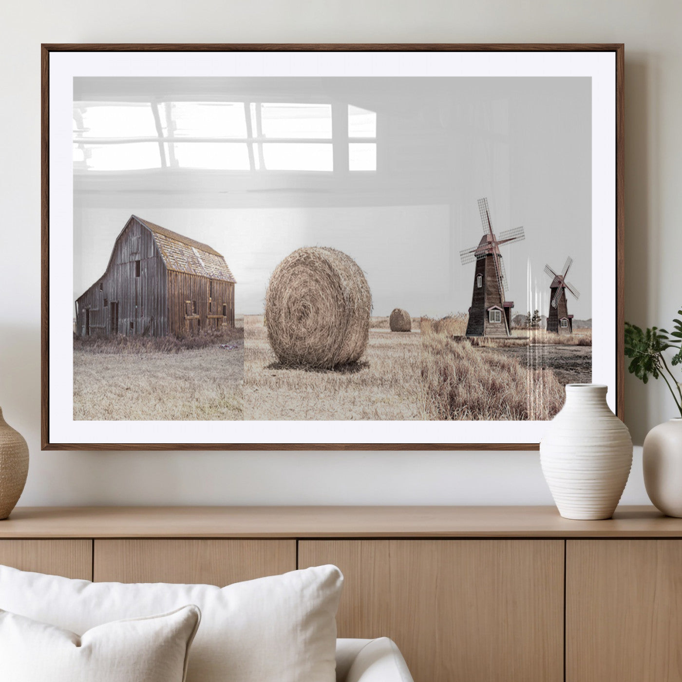 94971-MGV-CV-36X24-Farm Prints Set, Set of 3 Farmhouse Wall Art, Country House Decor, Barn Print, Wheat Print,