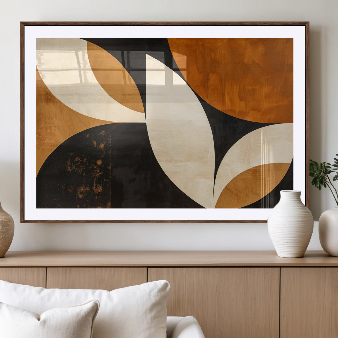 21251-MGV-CV-36X24-Geometric Abstract Wall Art Canvas Print, Mid Century Modern Wall Art Print