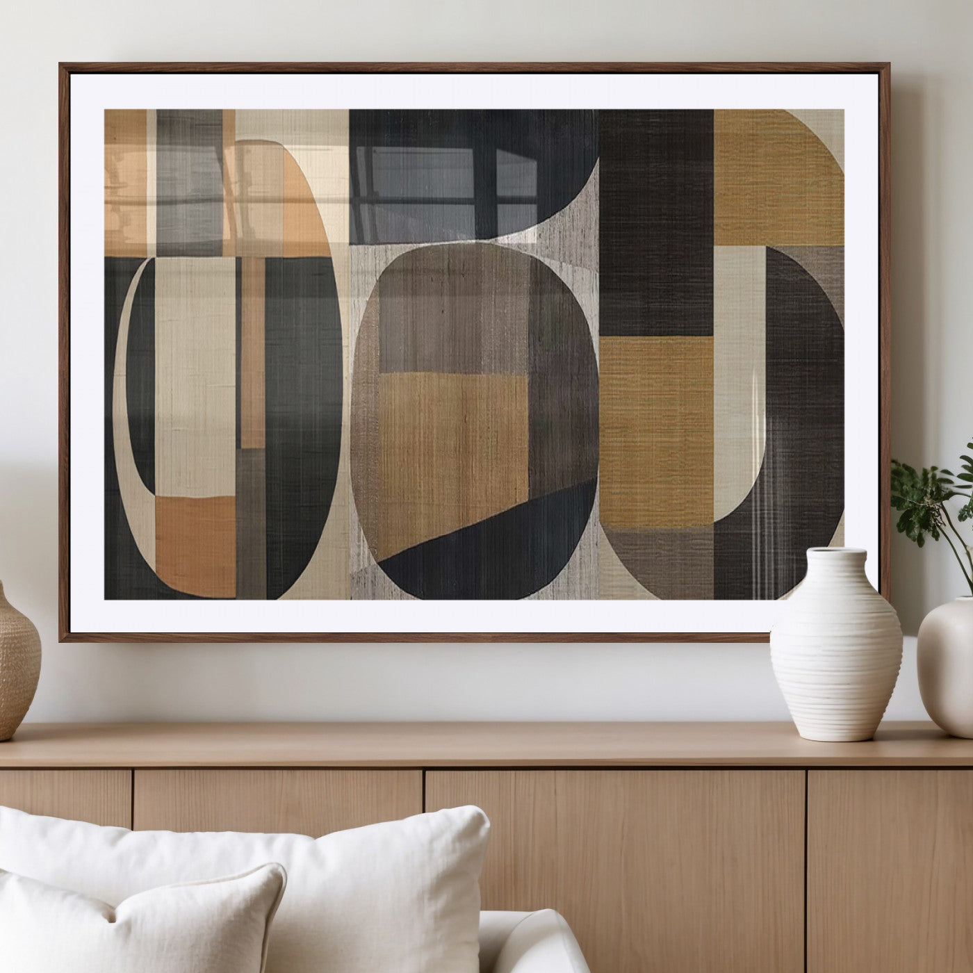 84035-MGV-CV-36X24-Modern Brown Wabi Sabi Wall Art Canvas Print Set – Framed Minimalist Abstract Artwork for Home, Office Decor