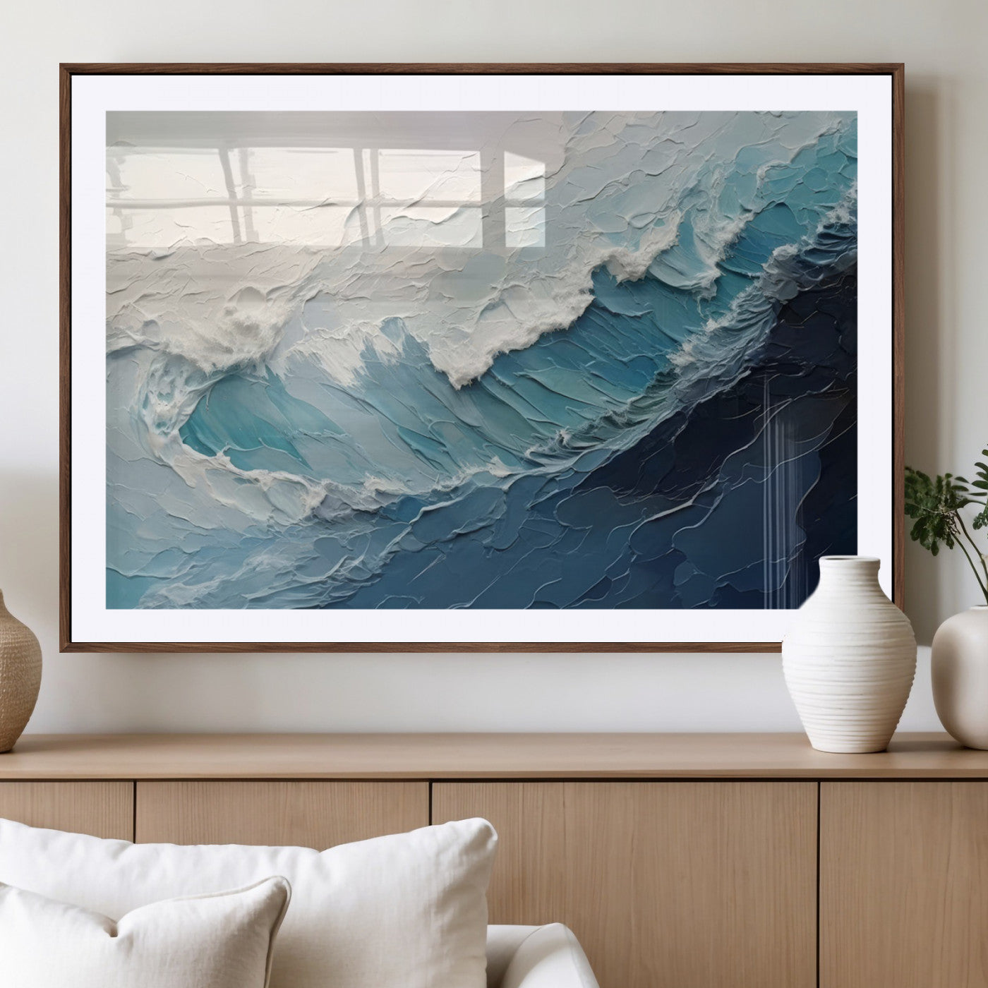 23887-MGV-CV-36X24-Ocean Wave Canvas Wall Art Print – Coastal Living Room Large Ocean Wave Seascape Wall Art for Home, Office, Living Room