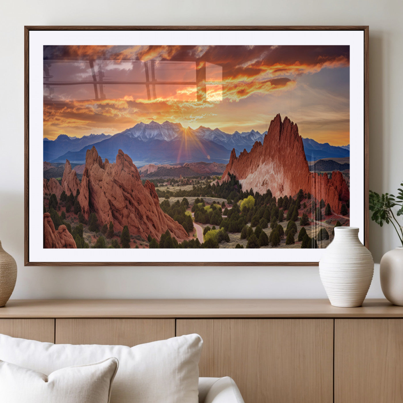 38182-MGV-CV-36X24-Rocky Mountains Sunset Wall Art Canvas Print – Ready to Hang, Framed Colorado Landscape