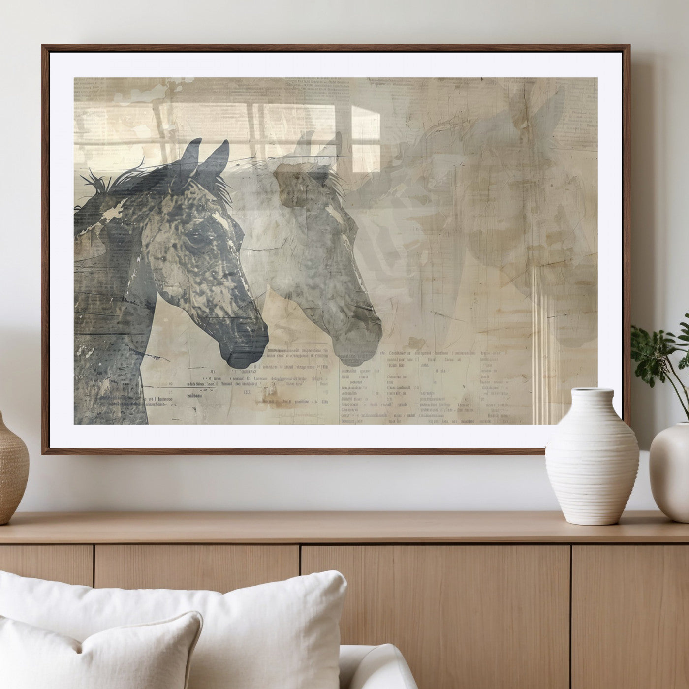-Abstract Horse Canvas Print | Modern Farmhouse Wall Art | Ready to Hang Framed