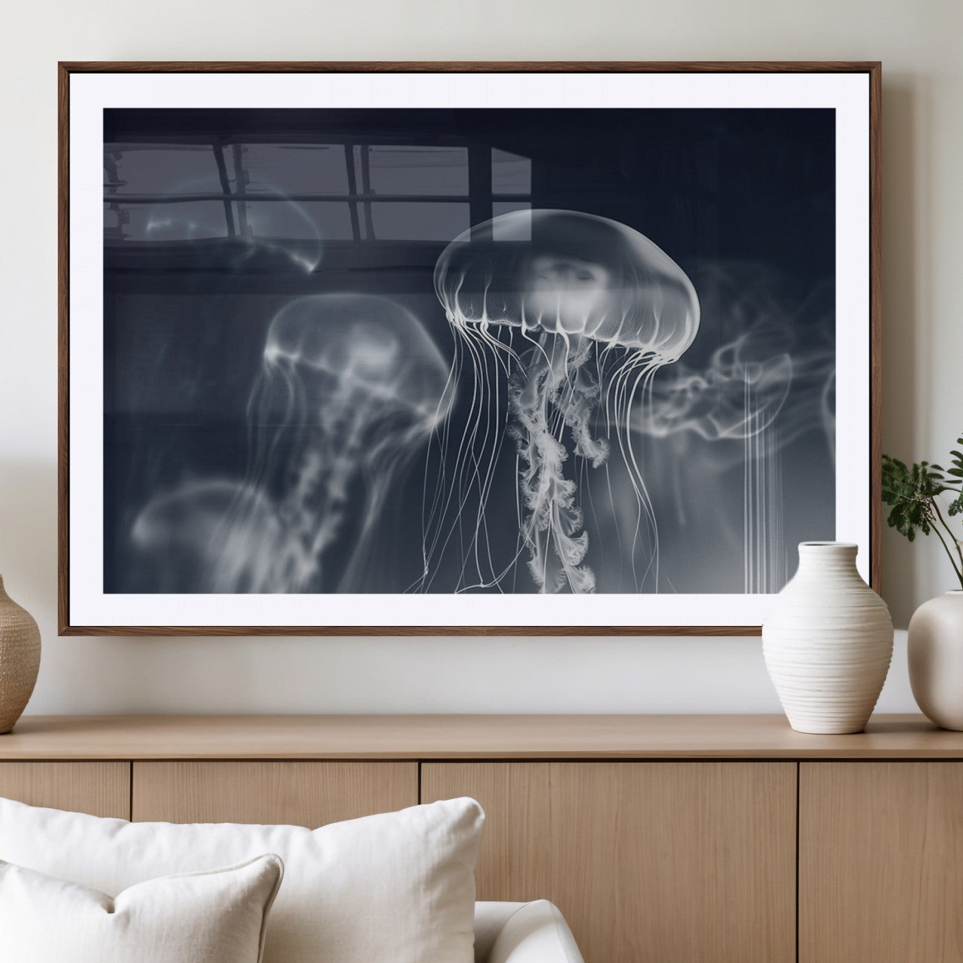 -Jellyfish Wall Art Canvas Print, Modern Abstract Jellyfish Wall Decor