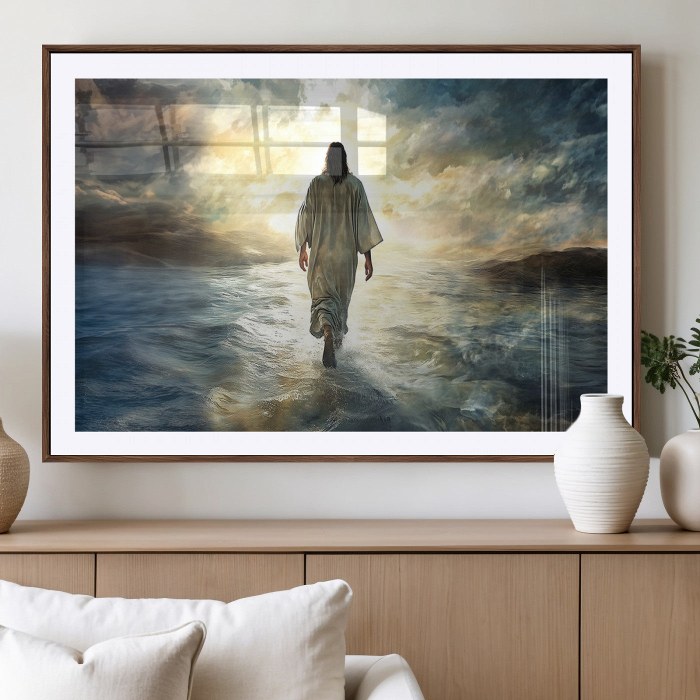 -Jesus Walking on Water Wall Art | Canvas Print | Ready to Hang | Christian Home Decor | Spiritual