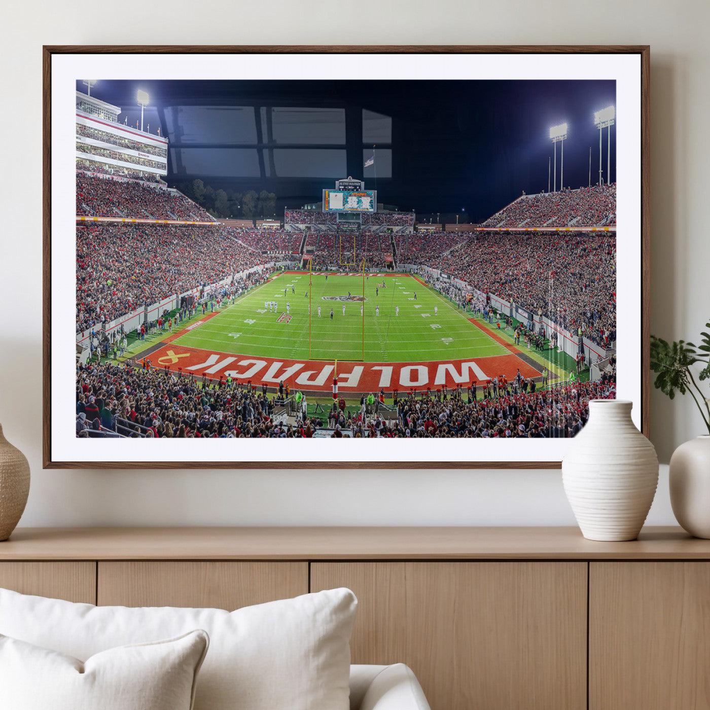 80943-MGV-CV-36X24-Wolfpack Football Team Print - Raleigh Carter-Finley Stadium Wall Art Canvas Print