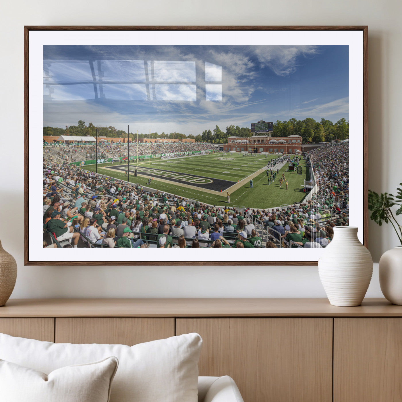 67799-MGV-CV-36X24-University of Charlotte 49ers Football Team Print - Charlotte Jerry Richardson Stadium Canvas Print