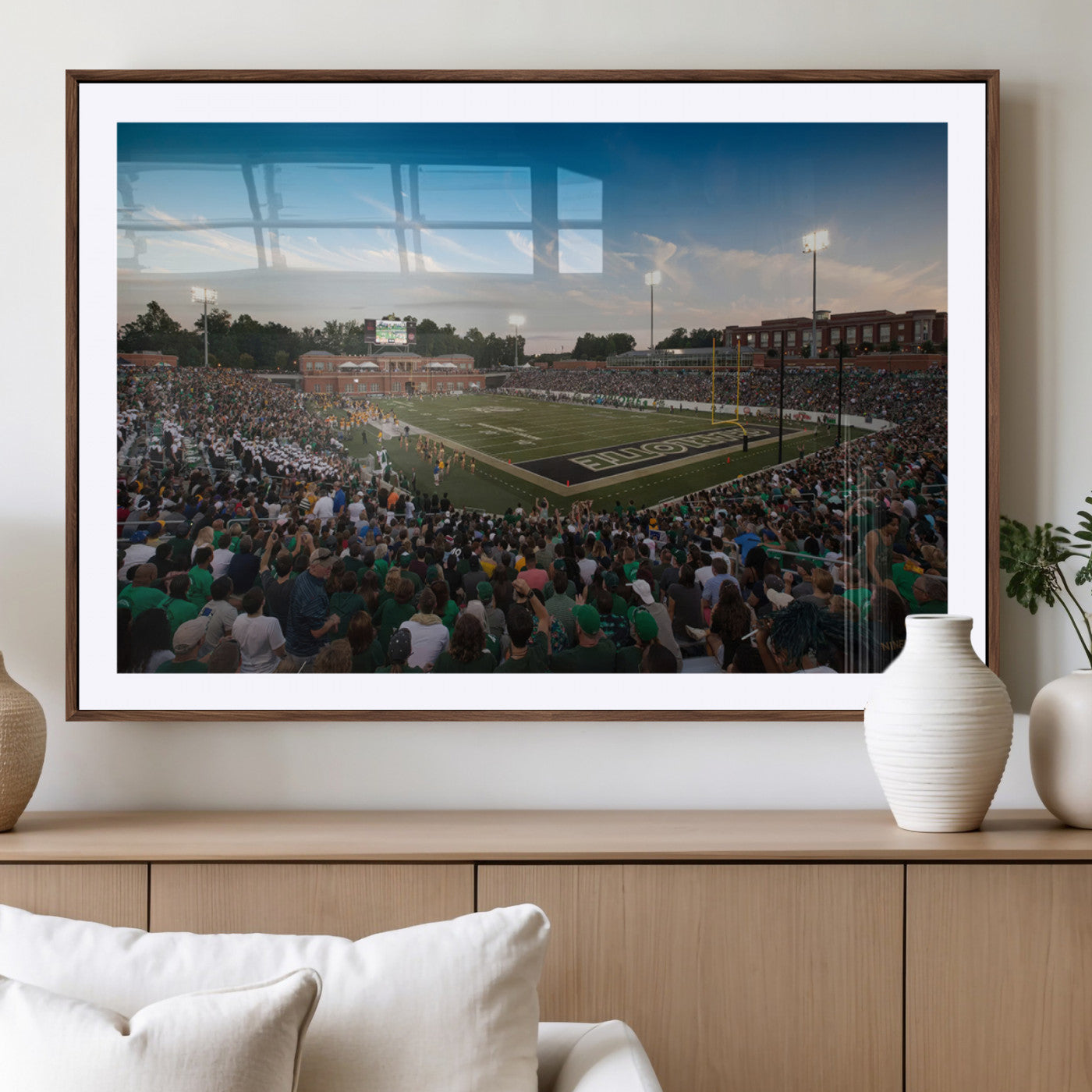12290-MGV-CV-36X24-University of Charlotte 49ers Football Team Print - Charlotte Jerry Richardson Stadium Wall Art