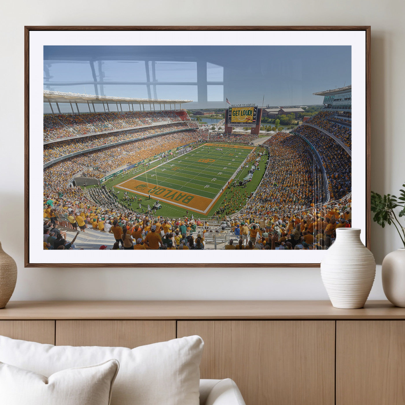 49912-MGV-CV-36X24-Baylor University Bears Football Team Print - Waco McLane Stadium Wall Art Canvas Print