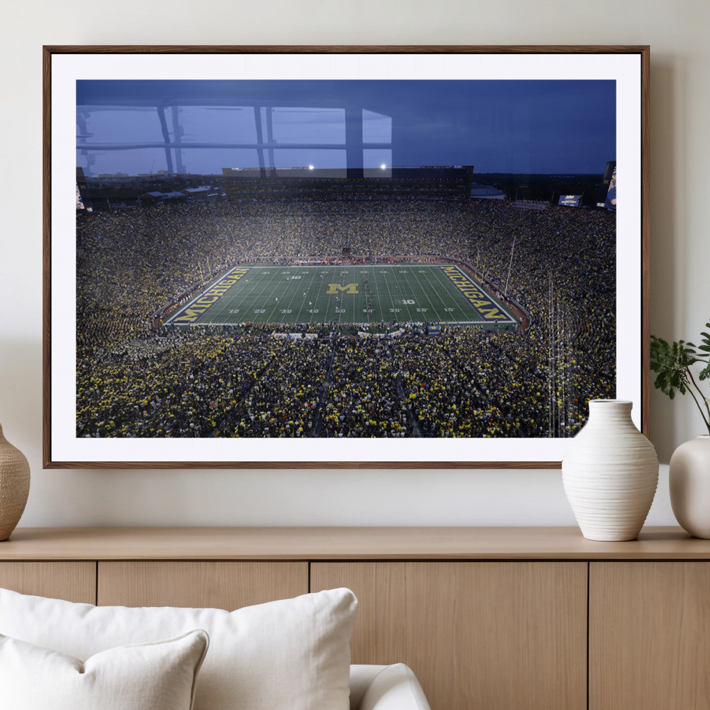 34202-MGV-CV-36X24-University of Michigan Wolverines Football Team Print - Ann Arbor Michigan Stadium Wall Art Canvas