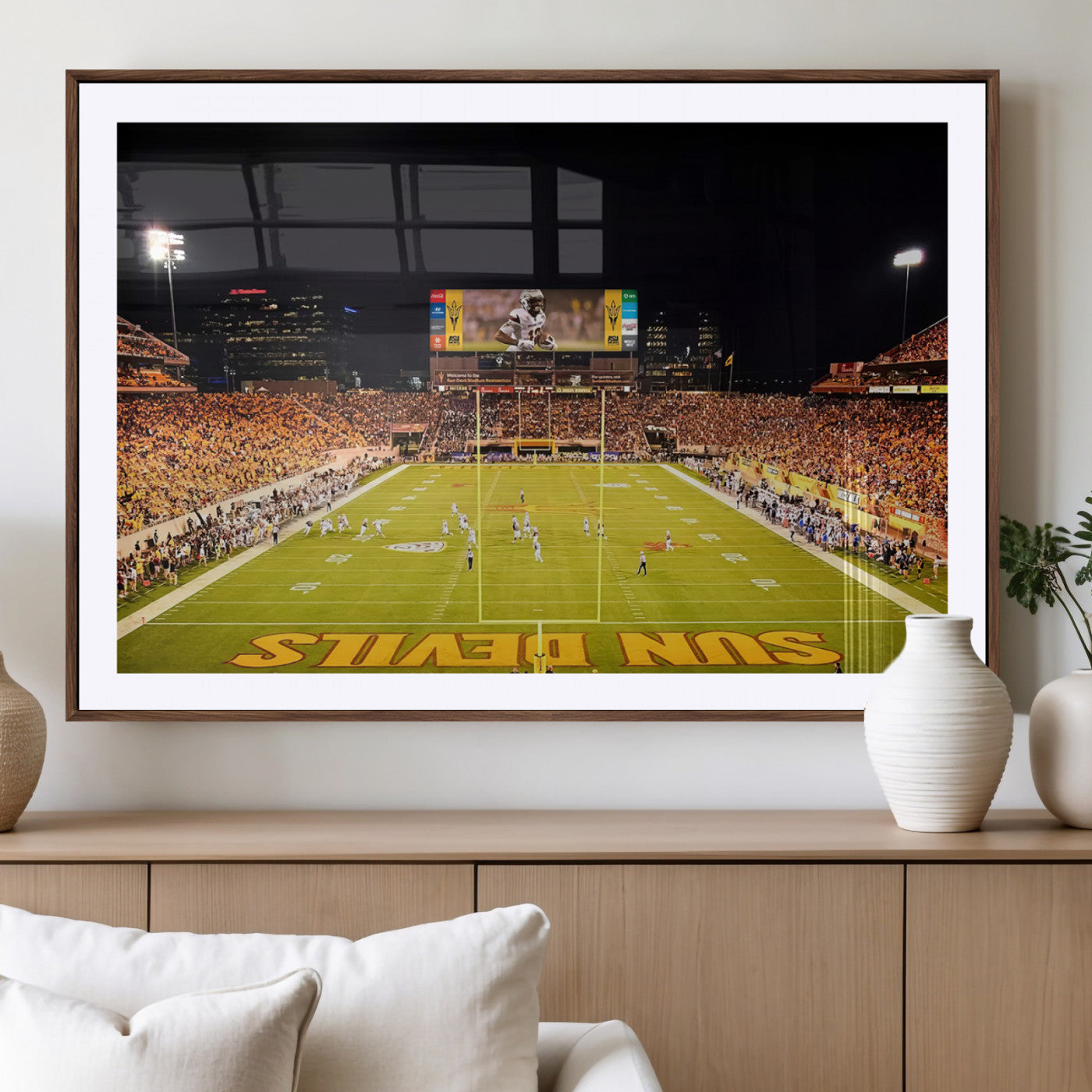 87612-MGV-CV-36X24-ASU Sun Devils Football Team Print - Phoenix Mountain America Stadium Canvas Print
