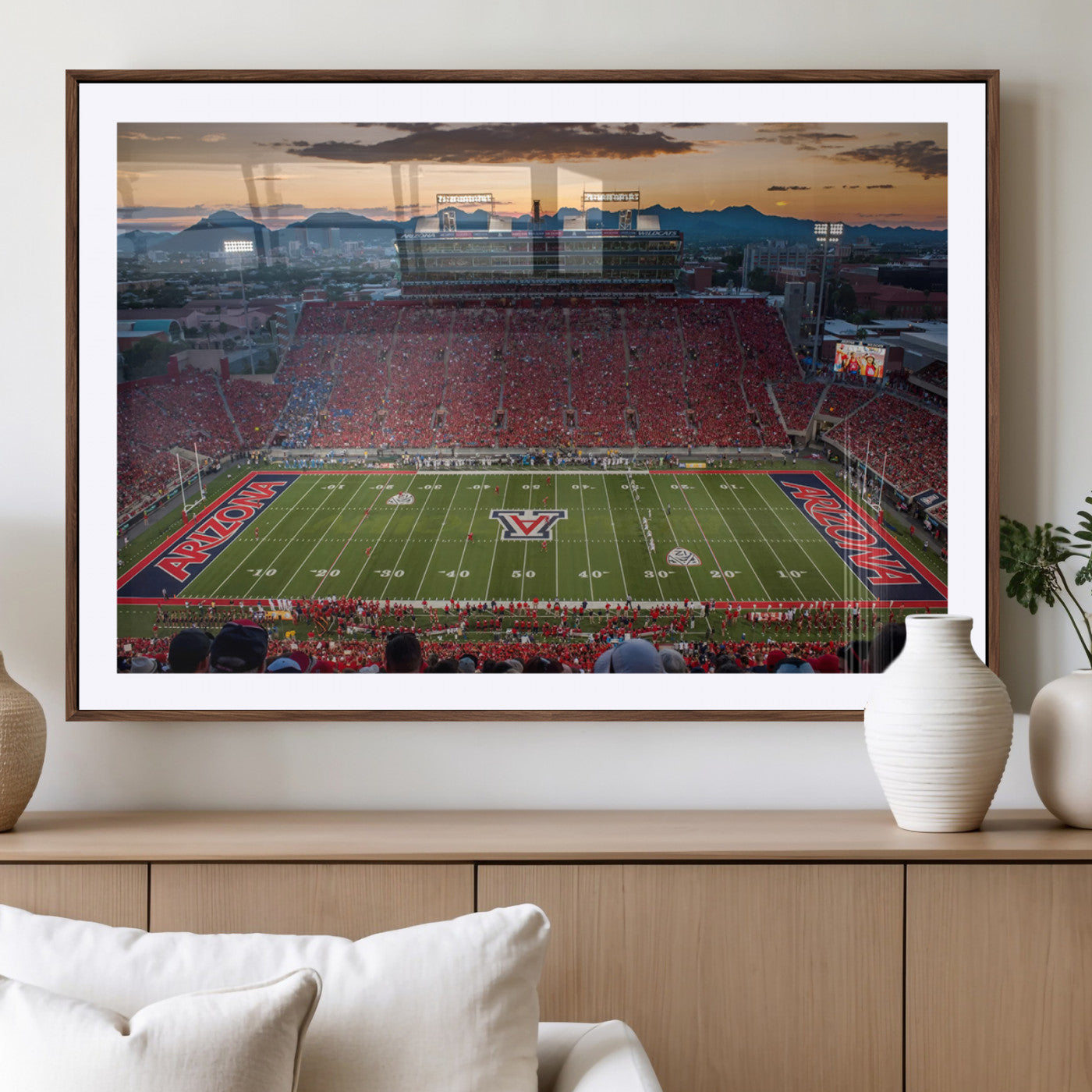 99722-MGV-CV-36X24-Framed Arizona Wildcats Football Team Print - Tucson Arizona Stadium Wall Art Canvas Print