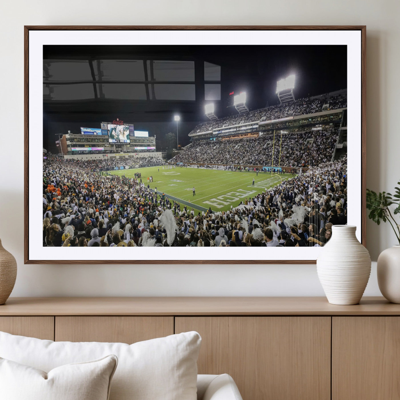 -Georgia Tech Yellow Jackets Football Team Print - Atlanta Bobby Dodd Stadium Wall Art Canvas Print