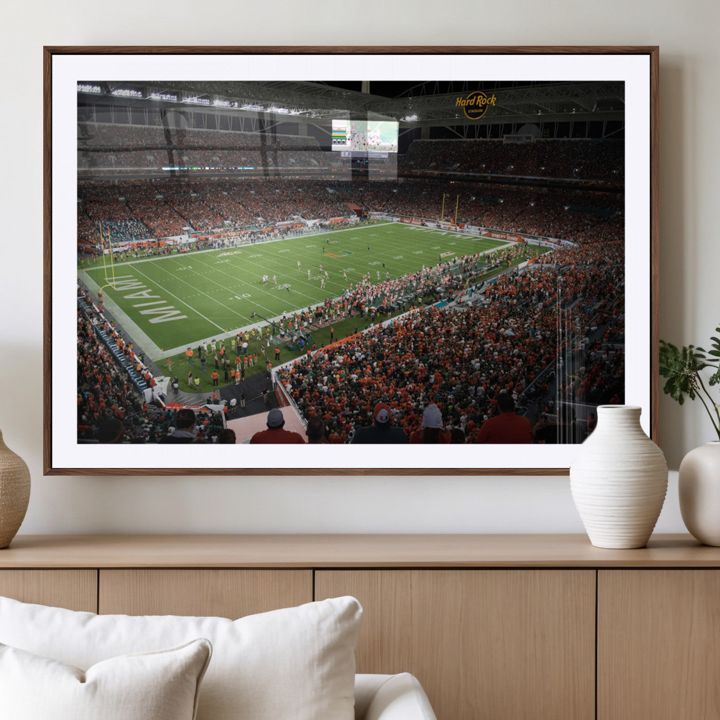 33698-MGV-CV-36X24-Miami Hurricanes Football Team Print Canvas- Miami Hard Rock Stadium Wall Art Canvas Print
