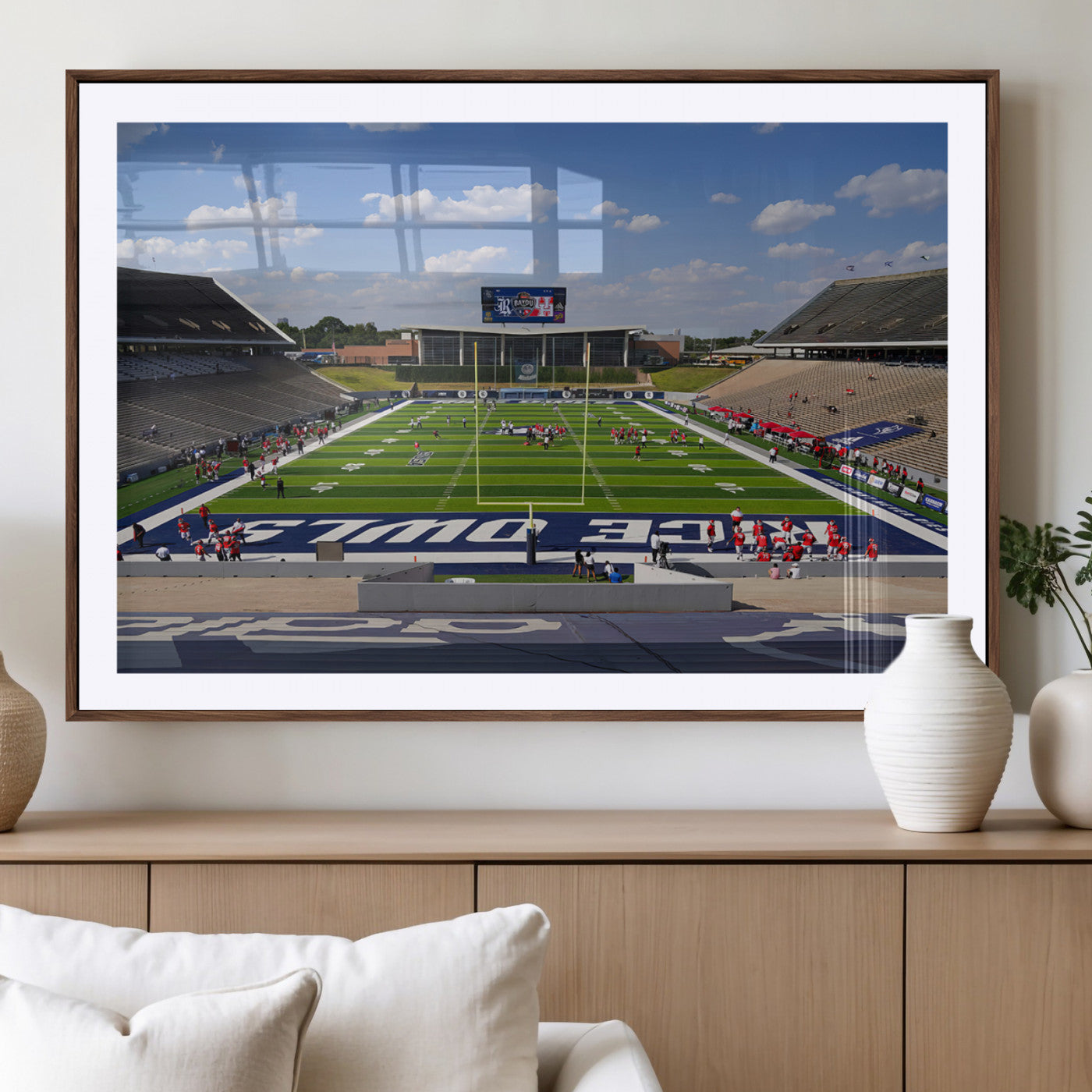 92248-MGV-CV-36X24-Rice University Owls Football Team Print - Houston Rice Stadium Wall Art Canvas Print