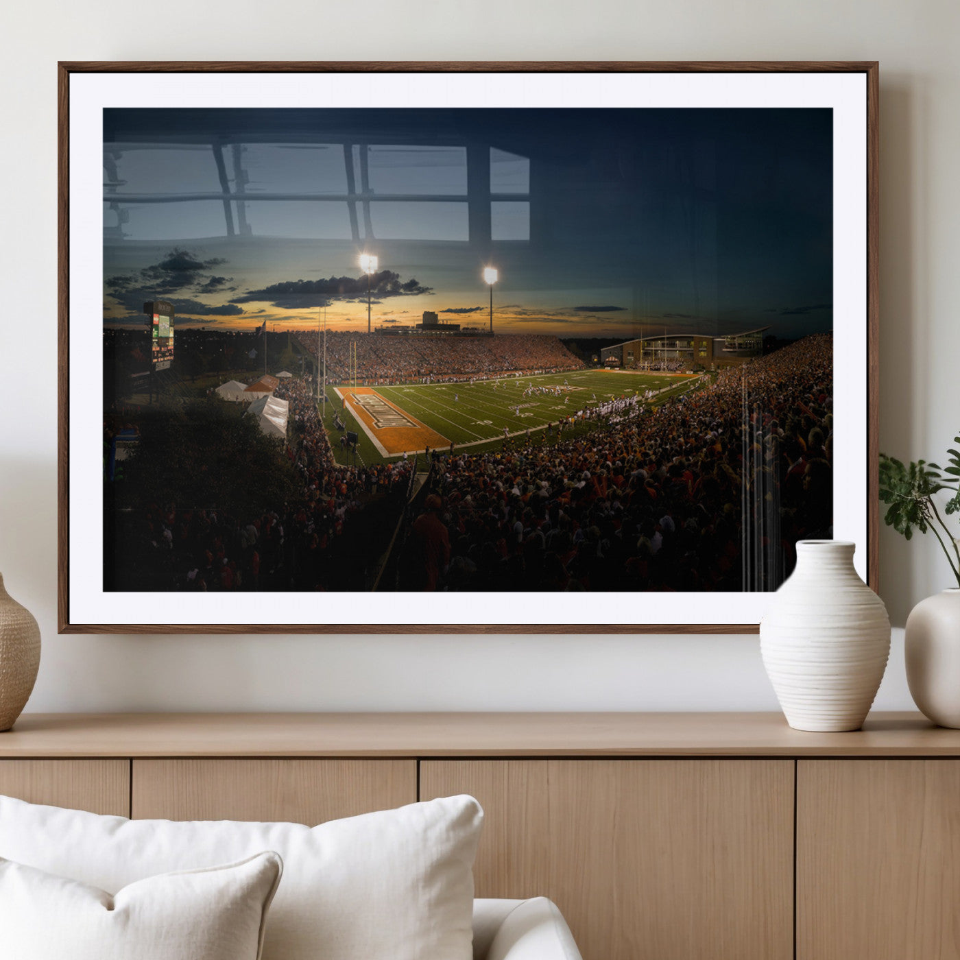 15980-MGV-CV-36X24-Ball State Cardinals Football Team Print - Muncie Scheumann Stadium Wall Art Canvas Print