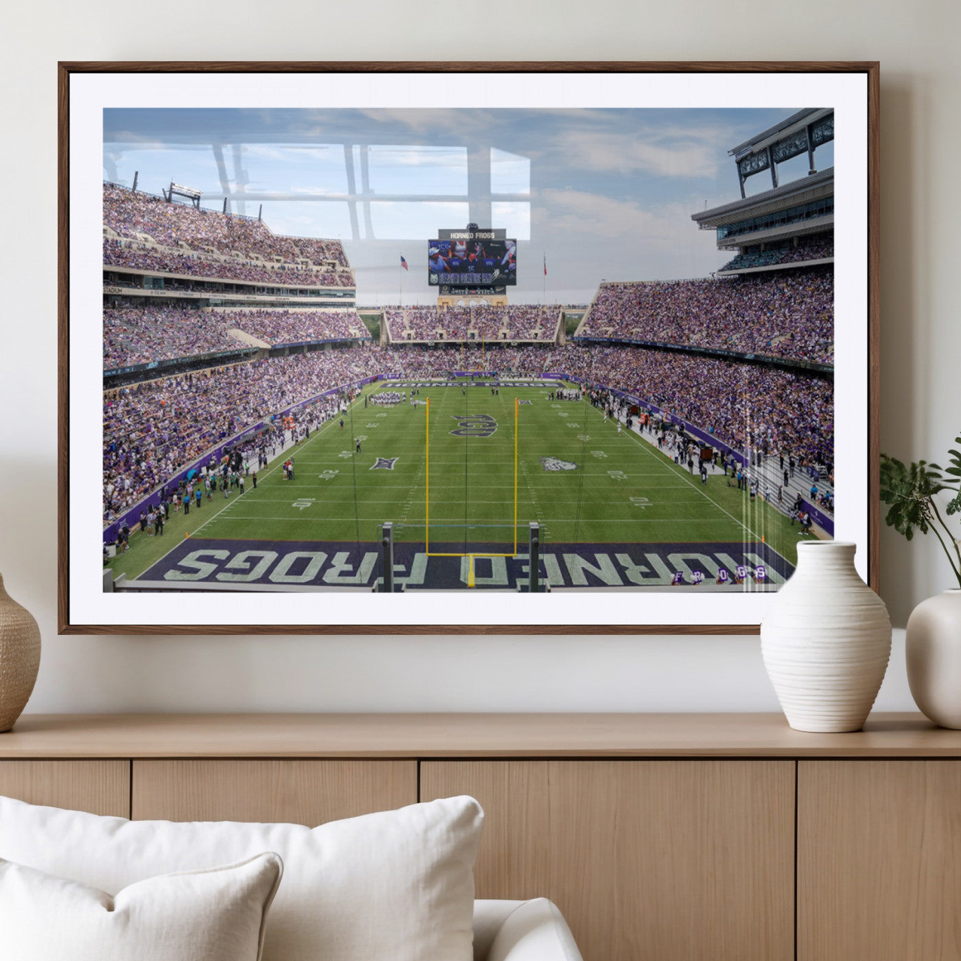 27650-MGV-CV-36X24-TCU Horned Frogs Football Team Print - Fort Worth Amon G. Carter Stadium Wall Art Canvas Print