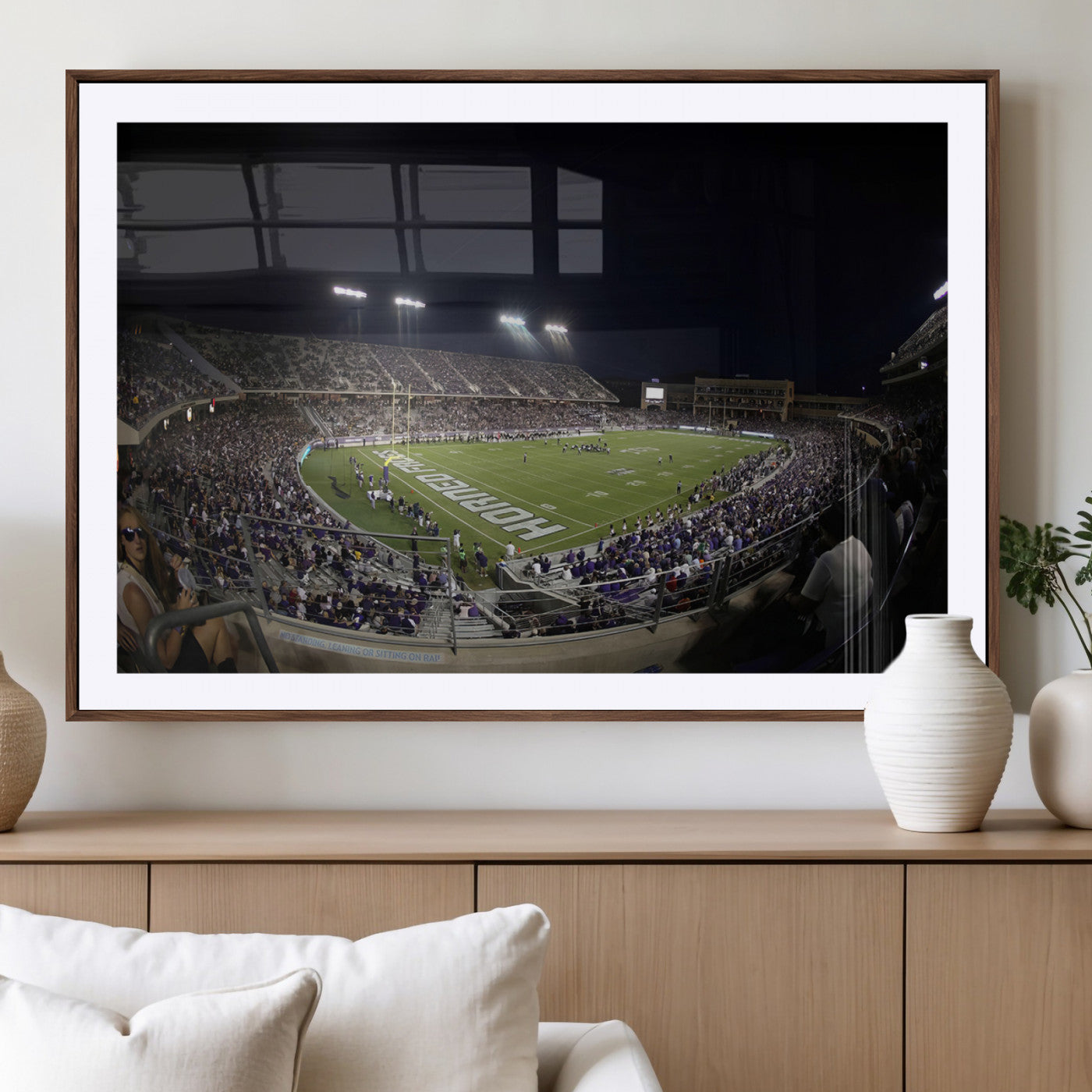 59222-MGV-CV-36X24-TCU Horned Frogs Football Team Print - Fort Worth Amon G. Carter Stadium Wall Art Canvas Print.
