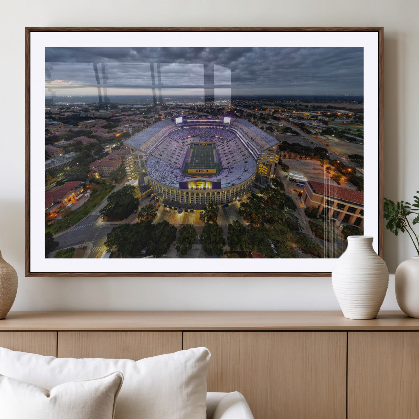 77405-MGV-CV-36X24-The Louisiana State University Tigers Football Team Print - Baton Rouge Tiger Stadium Wall Art