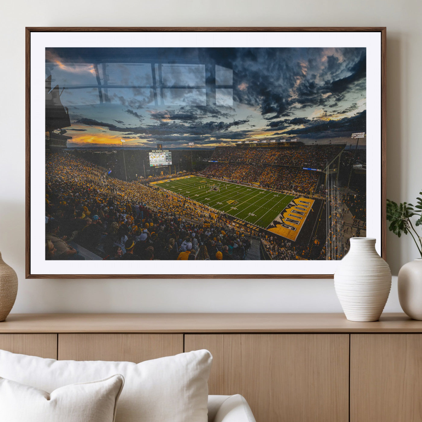 41879-MGV-CV-36X24-University of Wyoming Cowboys Football Team Print - Laramie War Memorial Stadium Wall Art Canvas