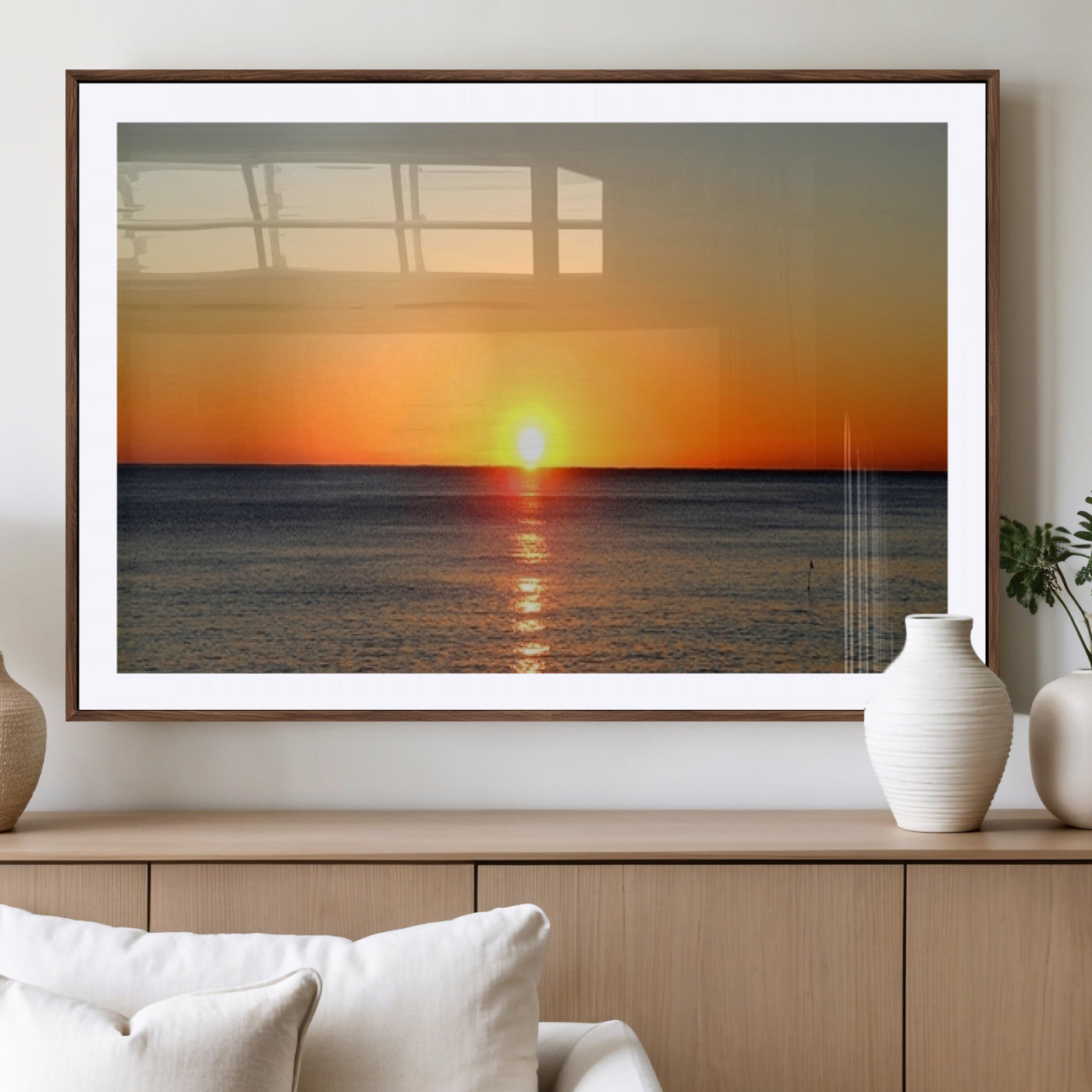 54676-MGV-CV-36X24-Golden Horizon Sunset Over Ocean Wall Art Canvas Print – Tropical Beach Canvas Wall Art – Giclee