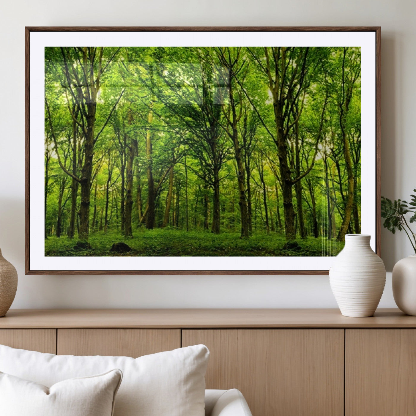 -Lush Green Forest Canvas Print | 3-Panel Forest Wall Art | Nature Landscape for Living Room