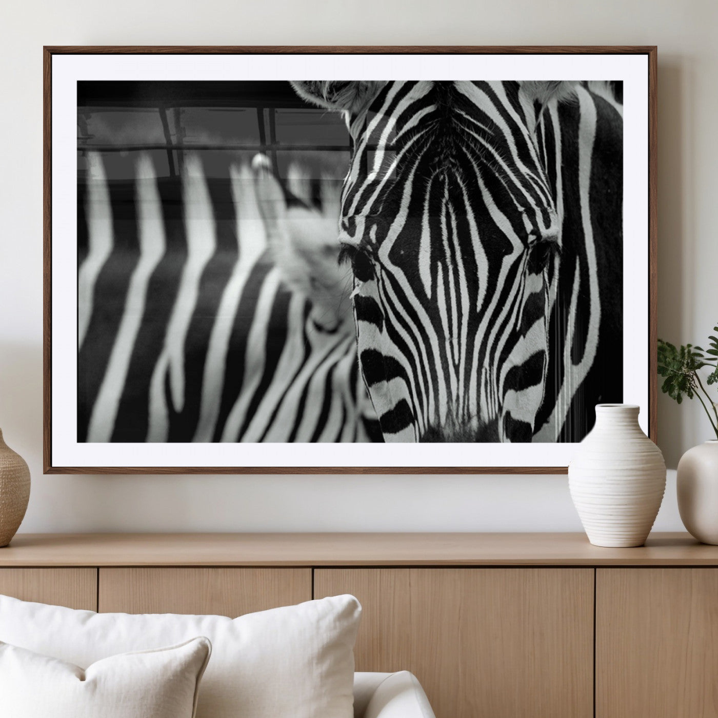MGC-FP-36x24 - Zebra Wall Art – Close Up Black and White Animal Print, Bold Safari Decor for Living Room, Office, or Bedroom