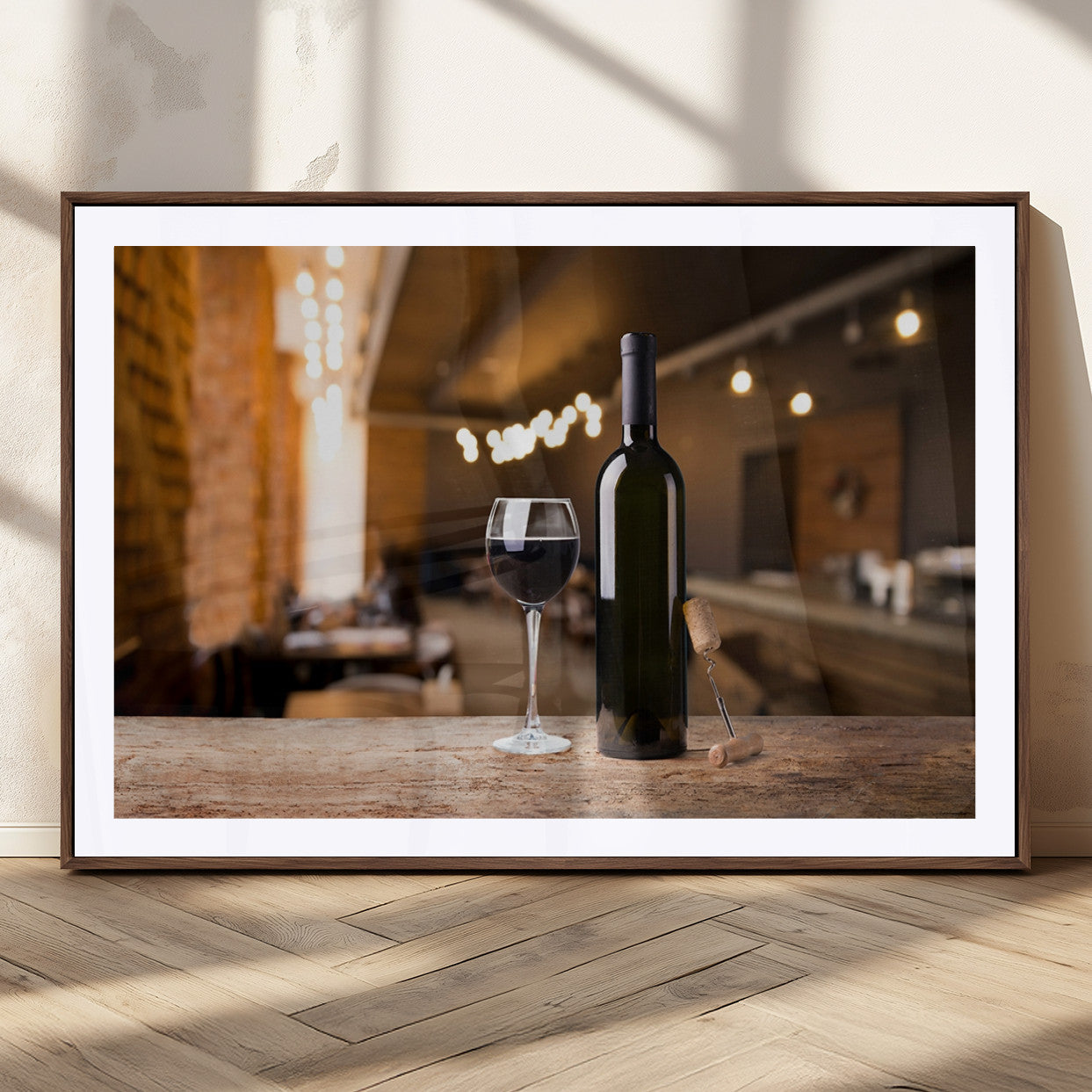 85278-MGC-FP-36x24_Walnut-Wine and Bottle Wall Art Canvas Print