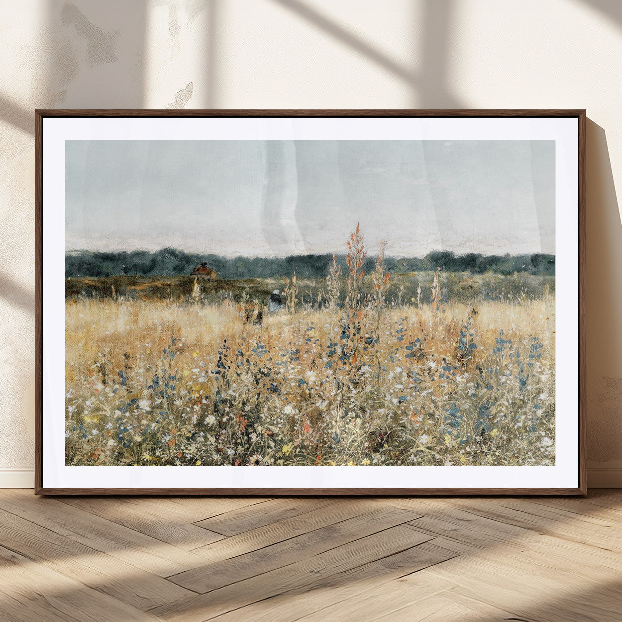 98941-MGC-FP-36x24_Walnut-Wildflower Field Wall Art Canvas | Nature-Inspired Landscape Canvas Print for Living Room or Office