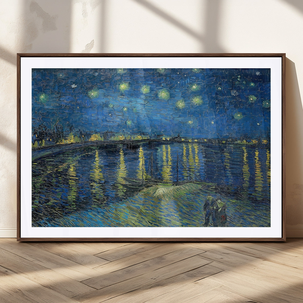 94605-MGC-FP-36x24_Walnut-Vincent van Gogh Starry Night over the Rhone Abstract Wall Art Canvas, Starry Night Canvas Print