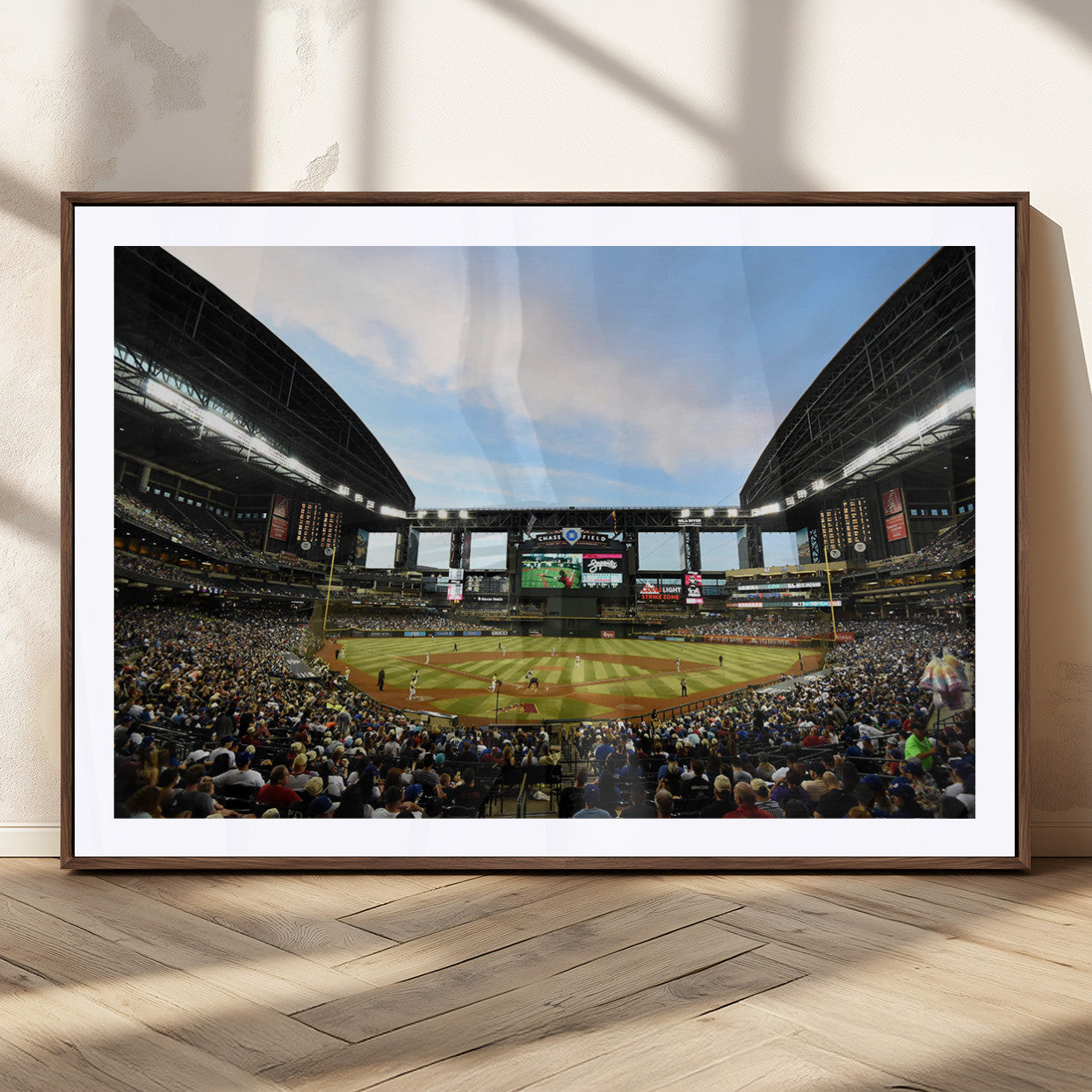 92672-MGC-FP-36x24_Walnut-Arizona Diamondbacks Team Print - Phoenix Chase Field Stadium Wall Art Canvas Print