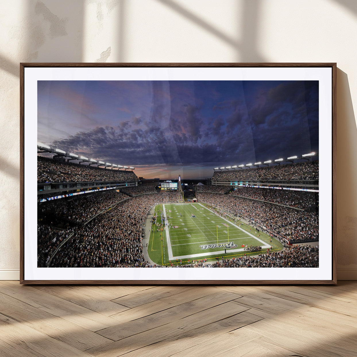 52712-MGC-FP-36x24_Walnut-New England Patriots Football Team Print - Foxborough Gillette Stadium Wall Art Canvas Print
