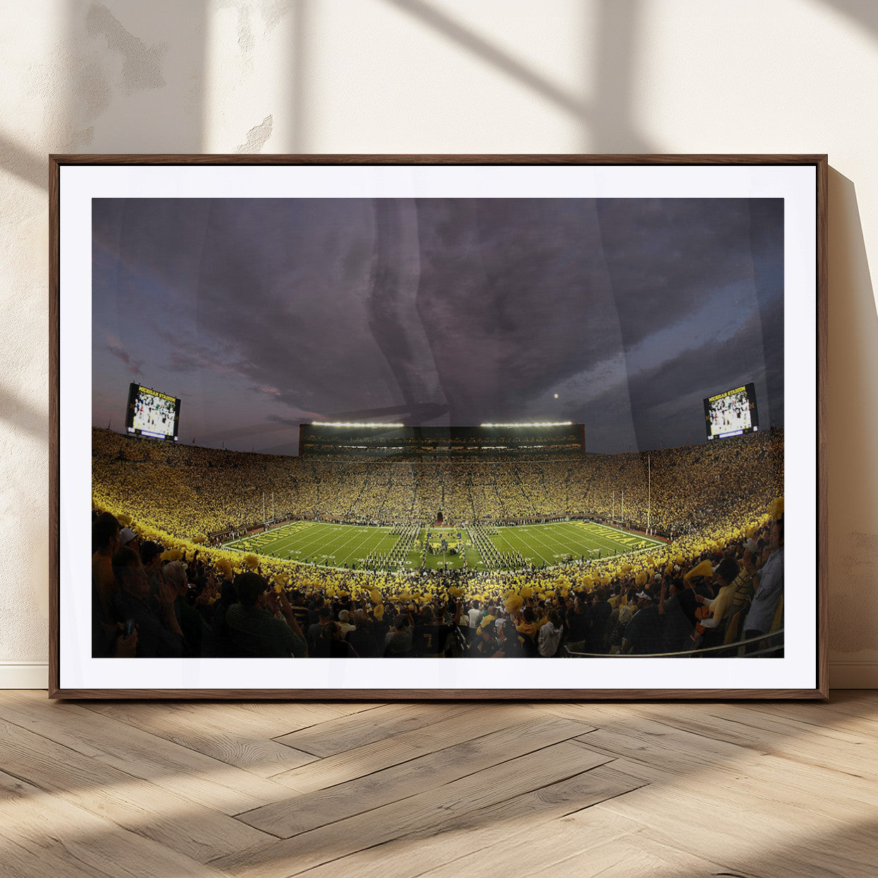 72404-MGC-FP-36x24_Walnut-Michigan Wolverines Print - Michigan Stadium Wall Art Canvas Print