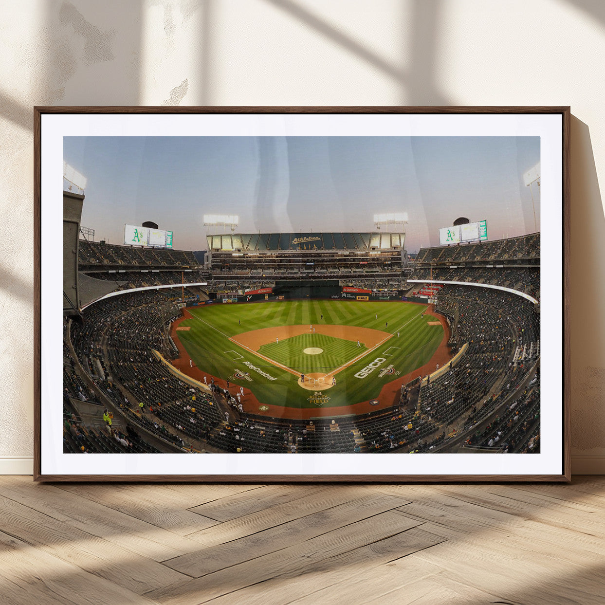 45272-MGC-FP-36x24_Walnut-Oakland Athletics Baseball Team Print - RingCentral Coliseum Stadium Wall Art Canvas Print