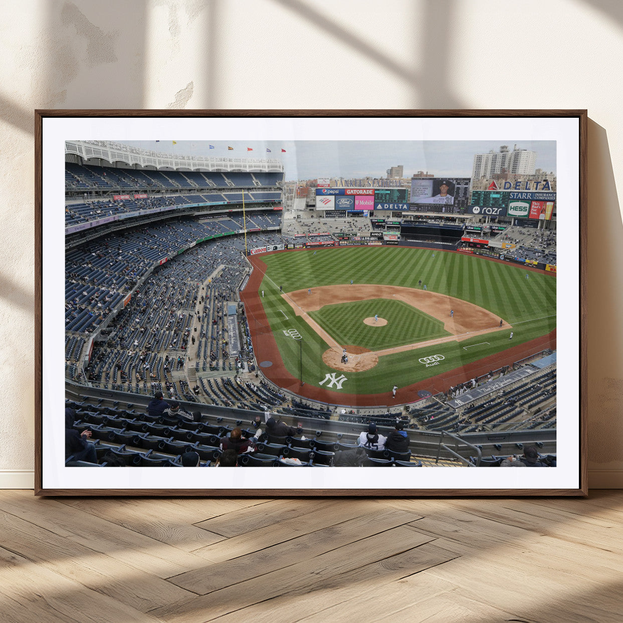45784-MGC-FP-36x24_Walnut-New York Yankees Baseball Team Print - Yankee Stadium Wall Art Canvas Print