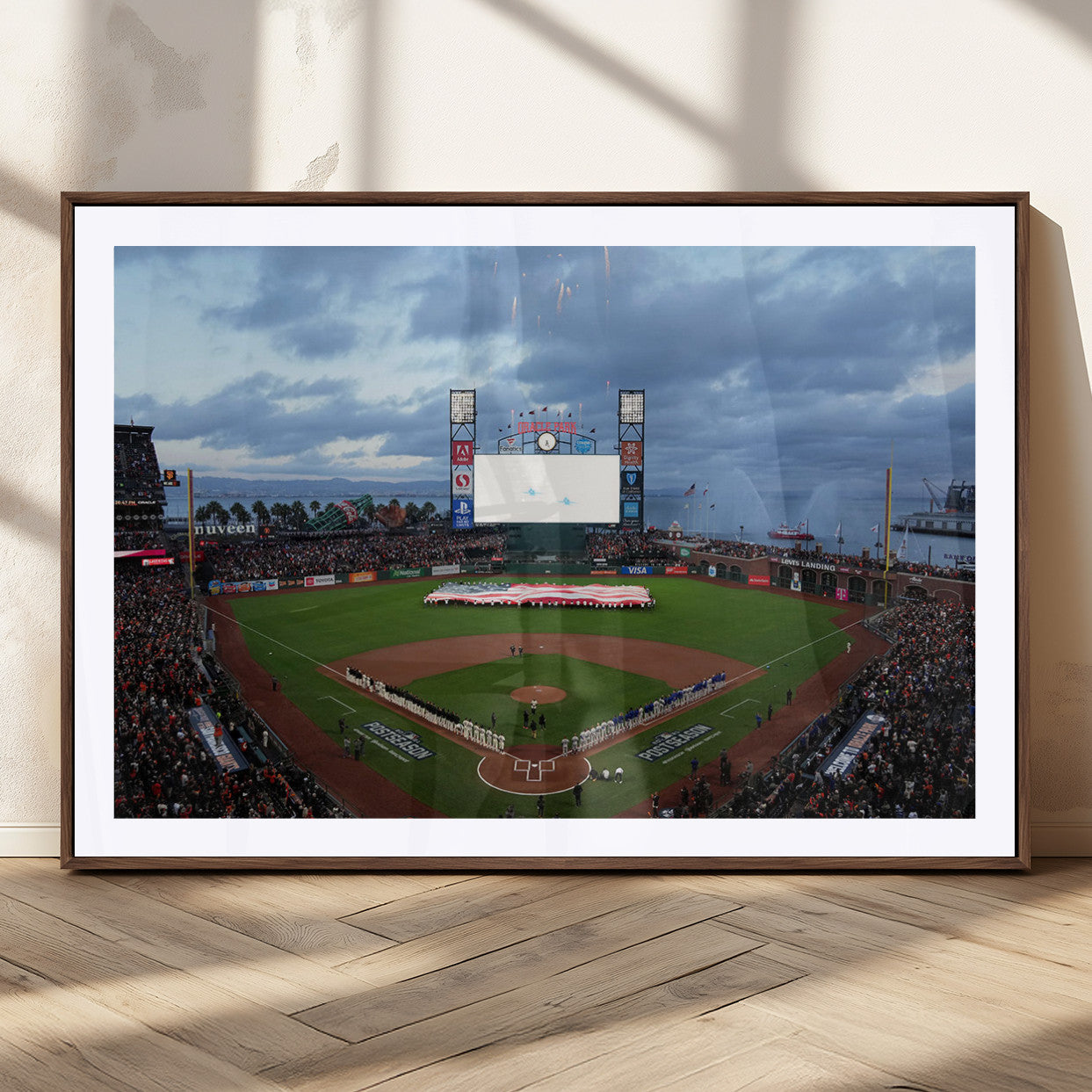 44631-MGC-FP-36x24_Walnut-Oracle Park San Francisco Giants Wall Art | Oracle Park Stadium Canvas Print| Large Framed Baseball