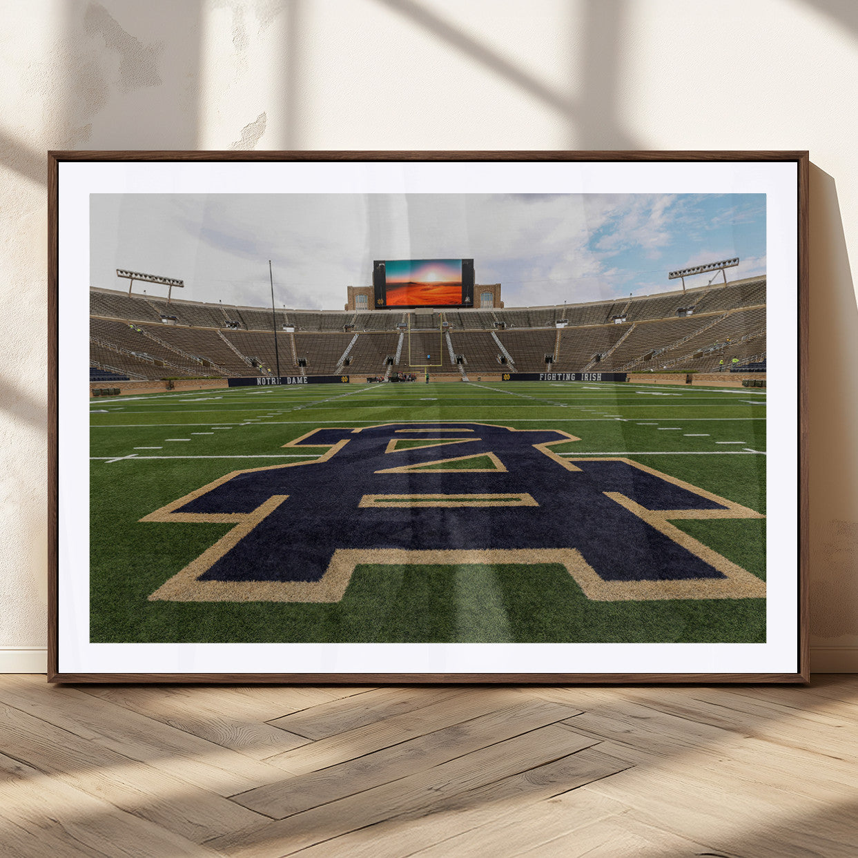 MGC-FP-36x24 - Notre Dame Stadium Wall Art Canvas Print, Framed Indiana Stadium Art Picture Print, Notre Dame Field Perfect Sport Room Decor Artwork