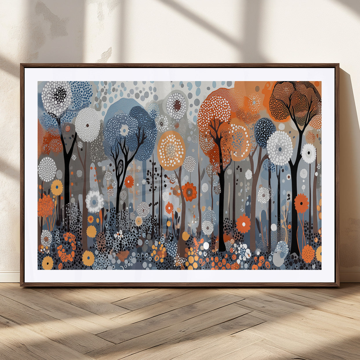 48857-MGC-FP-36x24_Walnut-Abstract Winter Landscape Canvas Wall Art Print - Large Colorful Nature Wall Decor