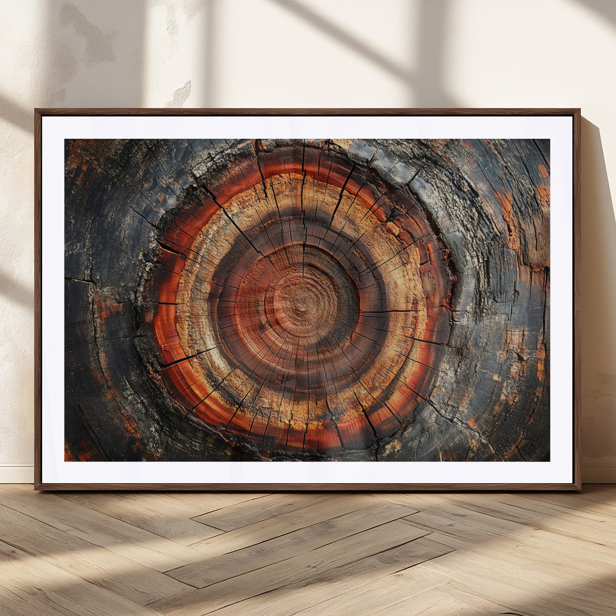82212-MGC-FP-36x24_Walnut-Wood Grain Canvas Wall Art - Framed Abstract Tree Ring Framed Wall Art, Wood Grain Canvas Wall