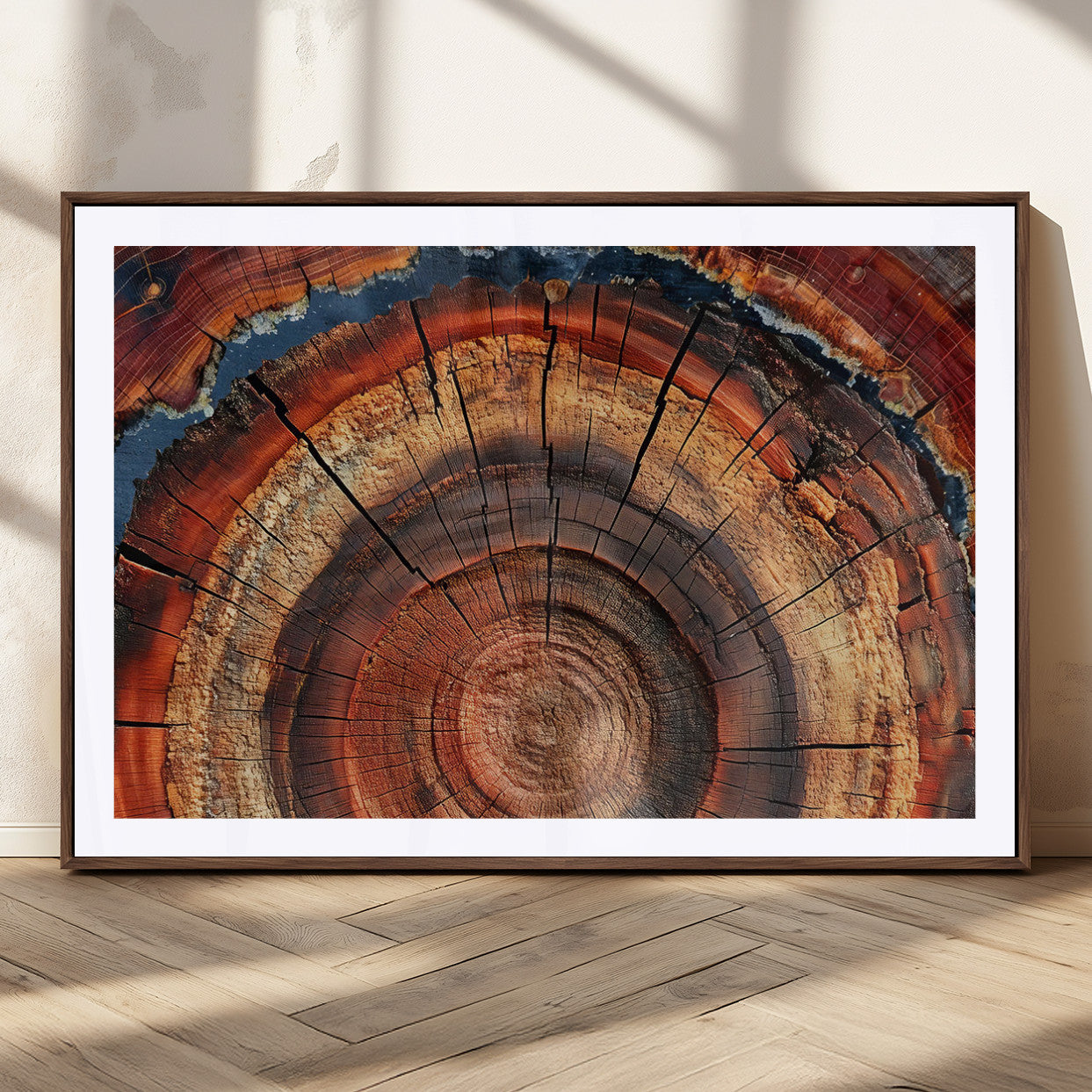 28555-MGC-FP-36x24_Walnut-Abstract Tree Ring Art, Colorful Tree Ring Wall Decor, Minimalist Home Canvas Art, Modern Farmhouse