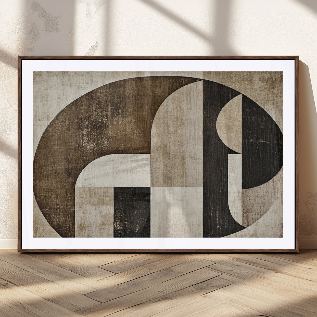 44796-MGC-FP-36x24_Walnut-Wabi Sabi Abstract Wall Art | Geometric Modern Minimalist Canvas Print with Neutral Mid Century Art