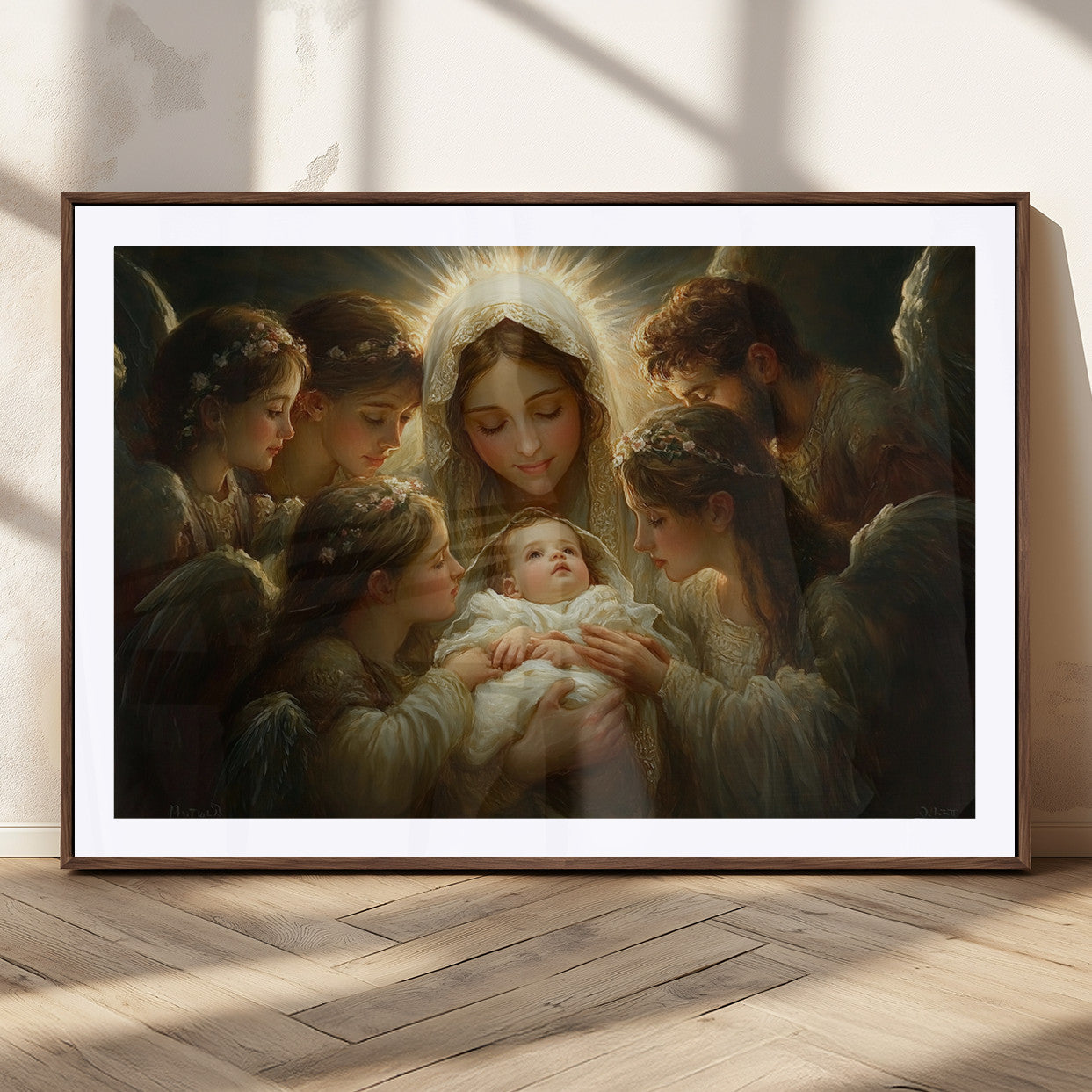 MGC-FP-36x24 - Mary Jesus Canvas Wall Art Print - Madonna and Child with Apostles Art Print - Classic Christian