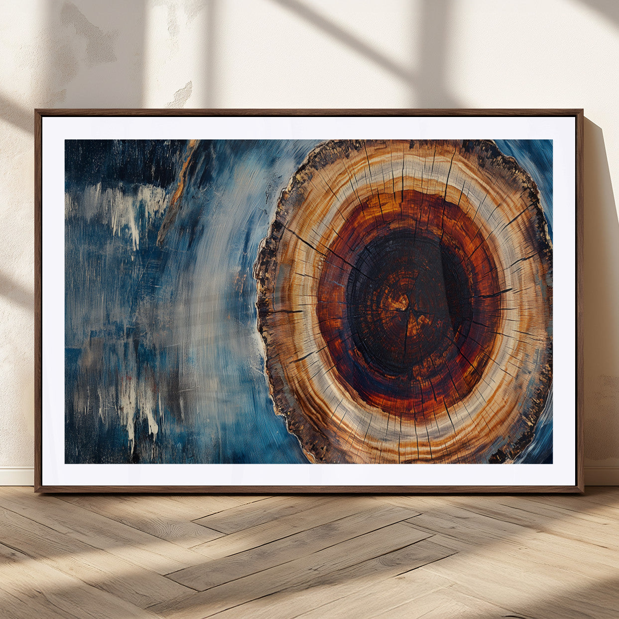 48045-MGC-FP-36x24_Walnut-Abstract Tree Rings Wall Art Canvas Print - Wood Grain Rings Canvas Print - Nature Woodland Wall