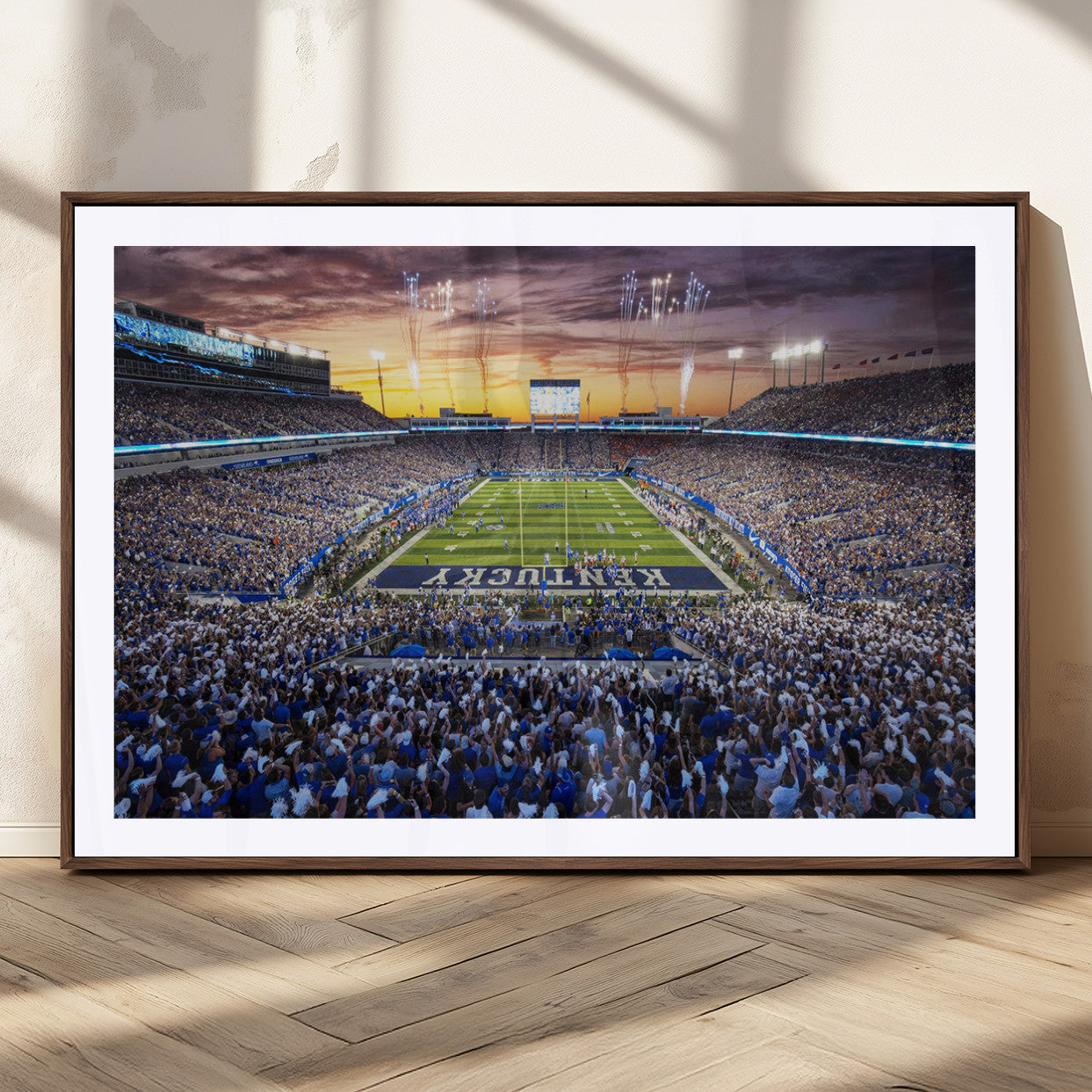 78524-MGC-FP-36x24_Walnut-Kroger Field Wall Art Print - Kentucky Stadium Wall Art Print - Sunset Football Stadium Wall Decor -
