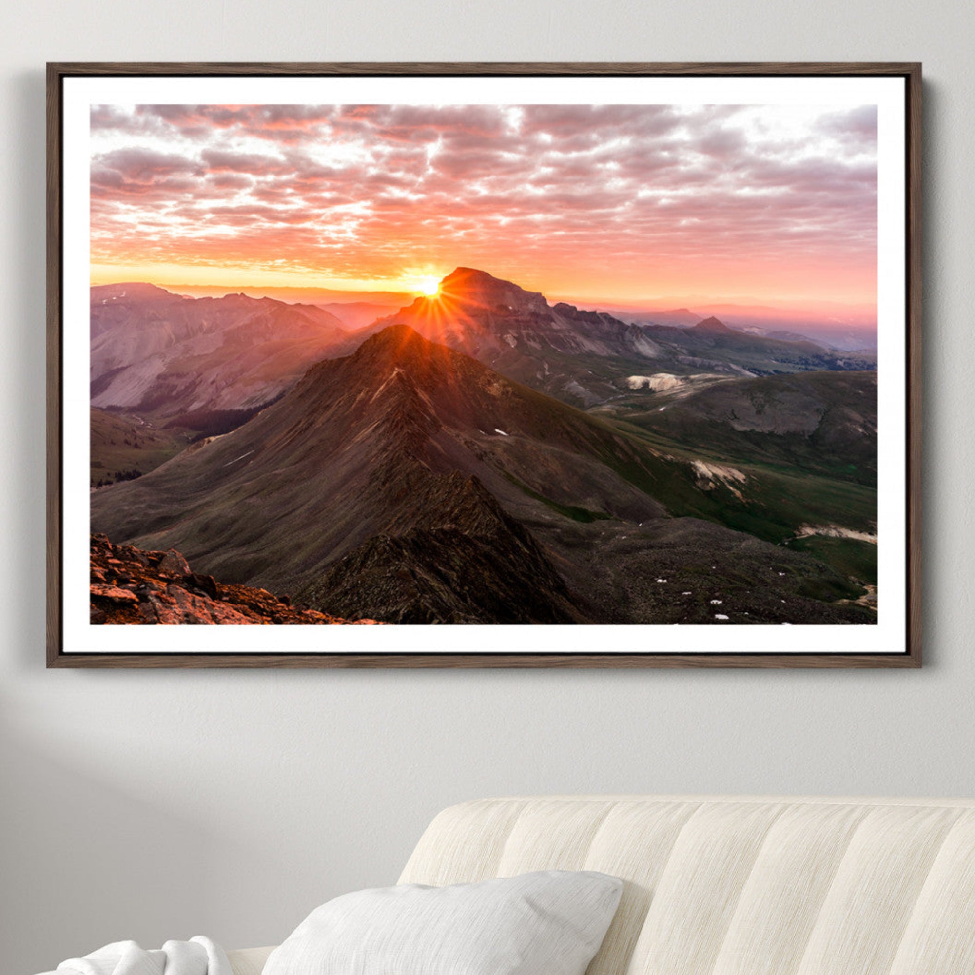 50957419-MGC-FP-36x24-Mountain Sunrise Wall Art Canvas Print – Alpine Ridge Morning Light Misty Peaks Nature Landscape Artwork for Home Office