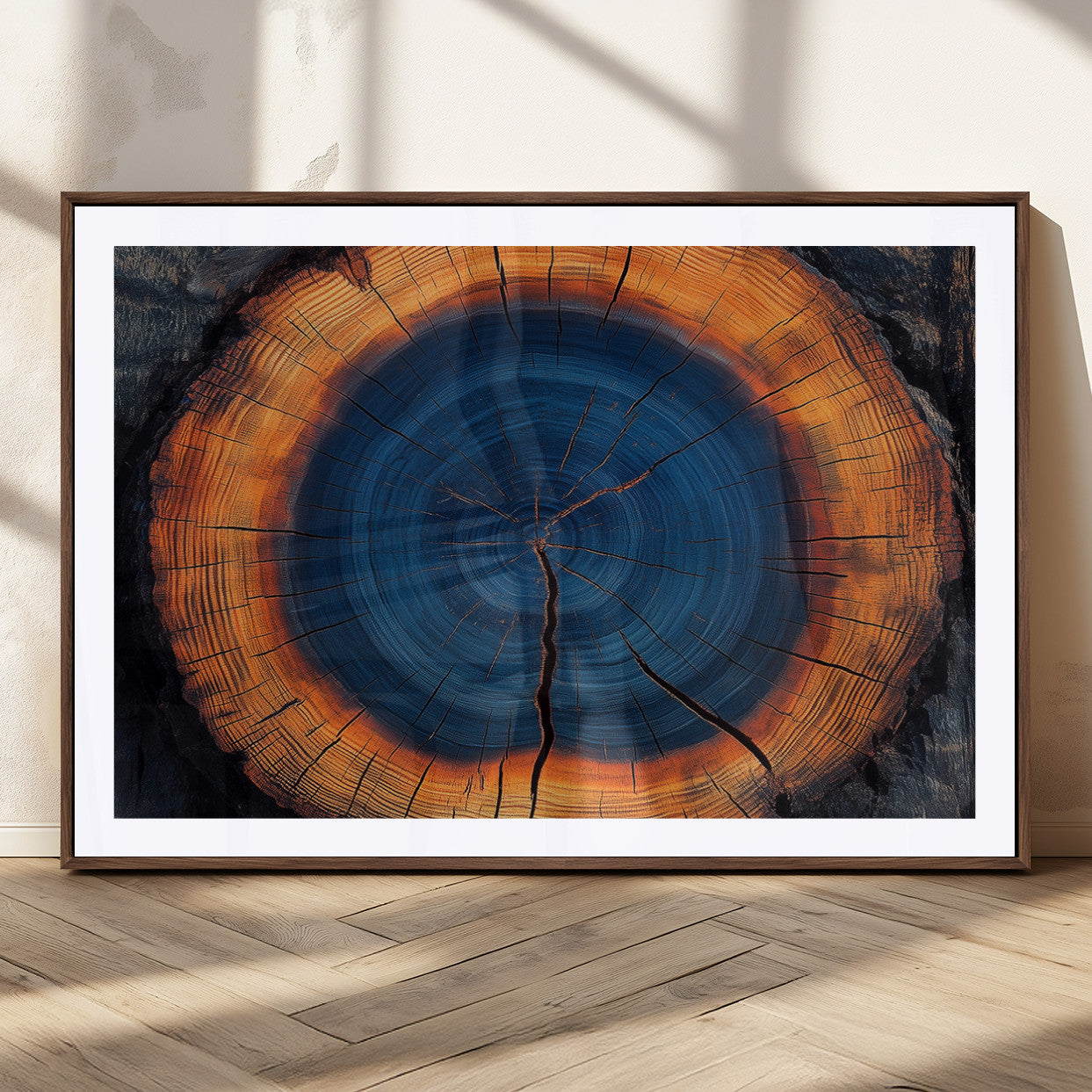MGC-FP-36x24 - Abstract Tree Ring Wall Art Print, Natural Rustic Wood Texture Canvas Print, Framed Tree Ring Printing, Wood Tree Stump Artwork Canvas Print
